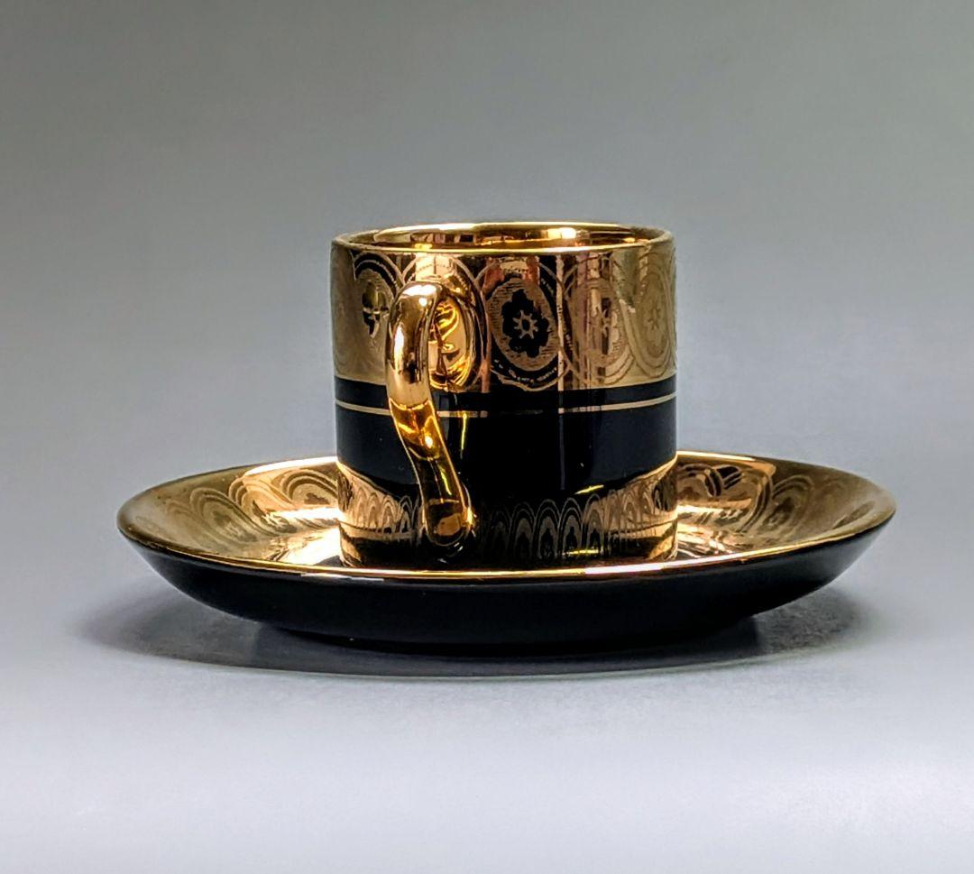 Gibson&sons 英国 1900年初期 漆黒花金紋 カップ＆ソーサー