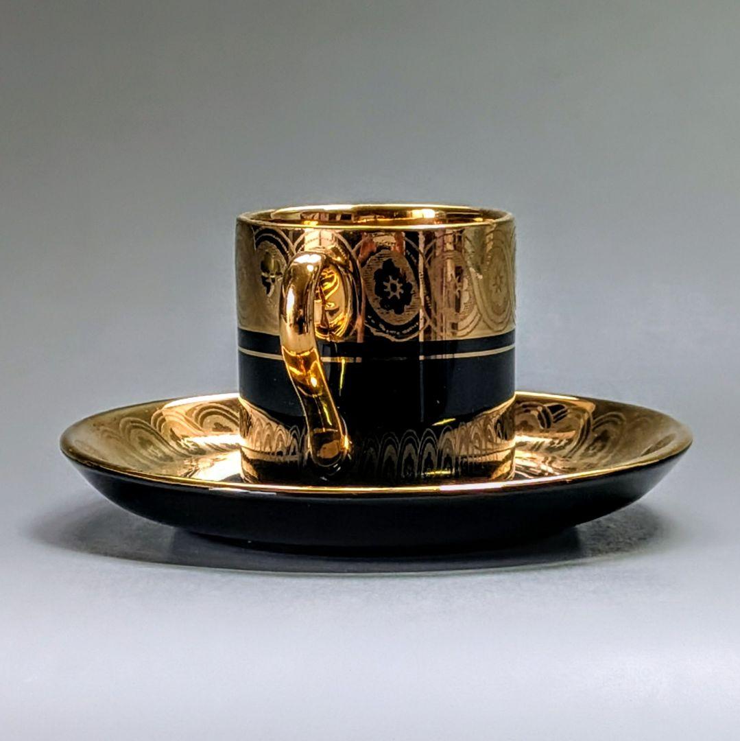 Gibson&sons 英国 1900年初期 漆黒花金紋 カップ＆ソーサー