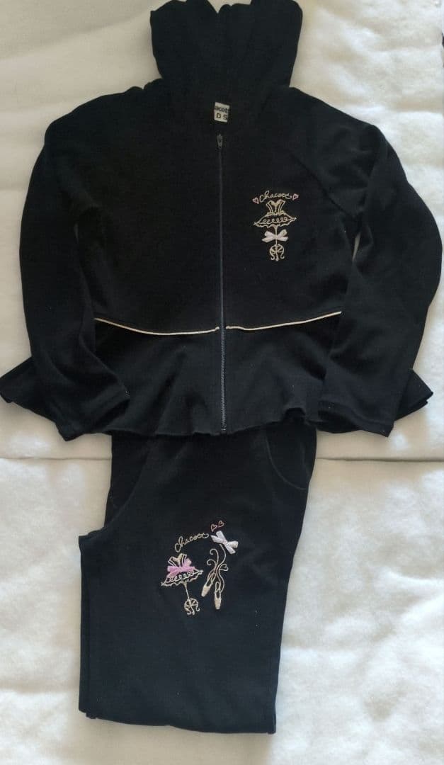 Chacott　キッズ　ウォームアップジャケットパンツ　セット　140K 黒