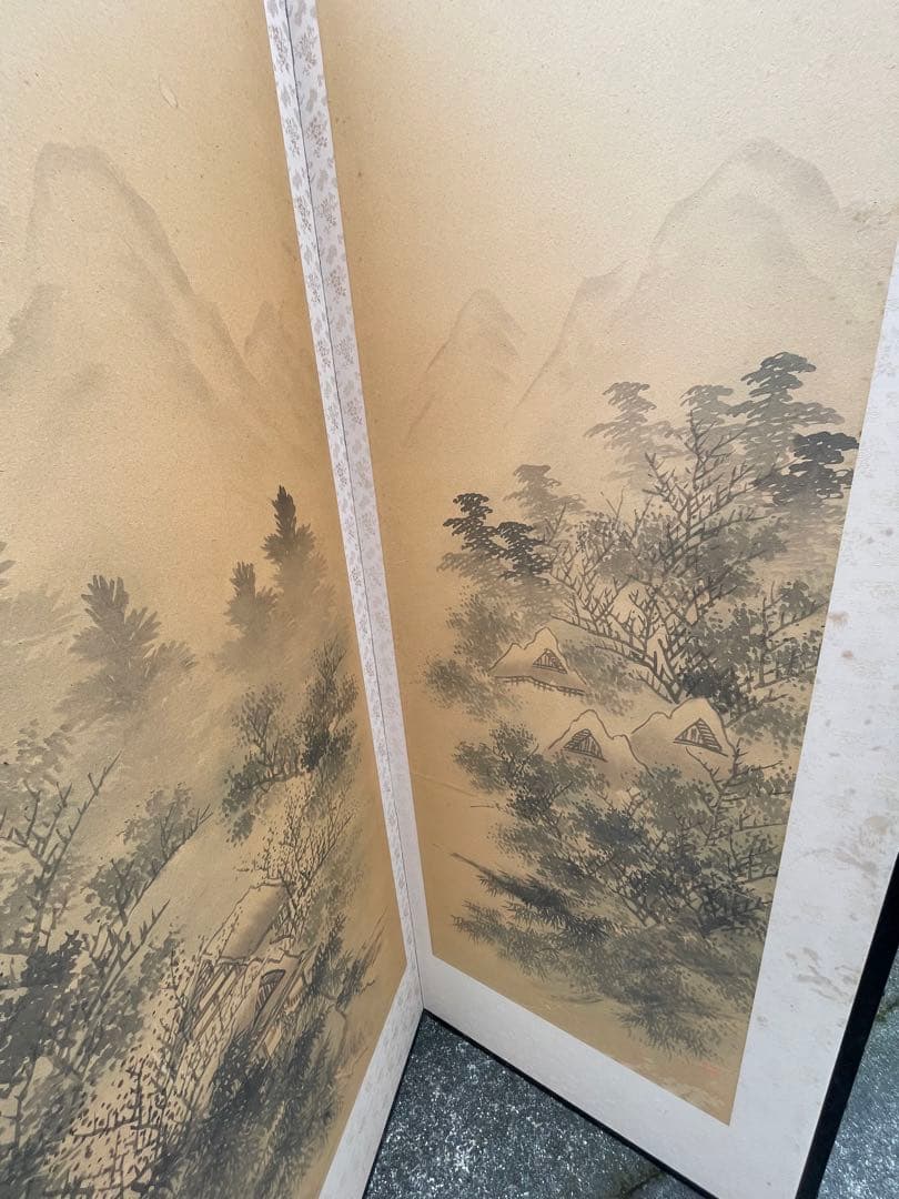 稀少/旧家/時代物/当時物/古美術/屏風/紙本/6曲/古民家/①