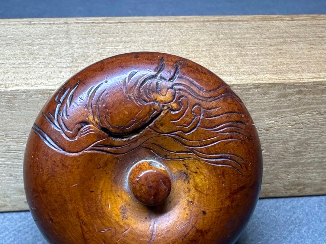 江戸時代　江戸期　極上　木彫り　饅頭根付　提げ物　古美術品　 置物　彫刻