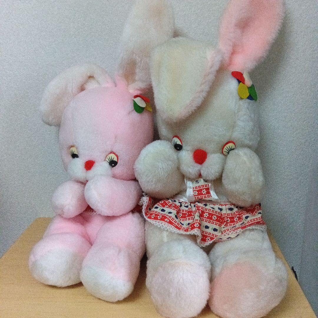 超レトロ●昭和レトロ　三英トイ　ウサギのぬいぐるみ　2点セット