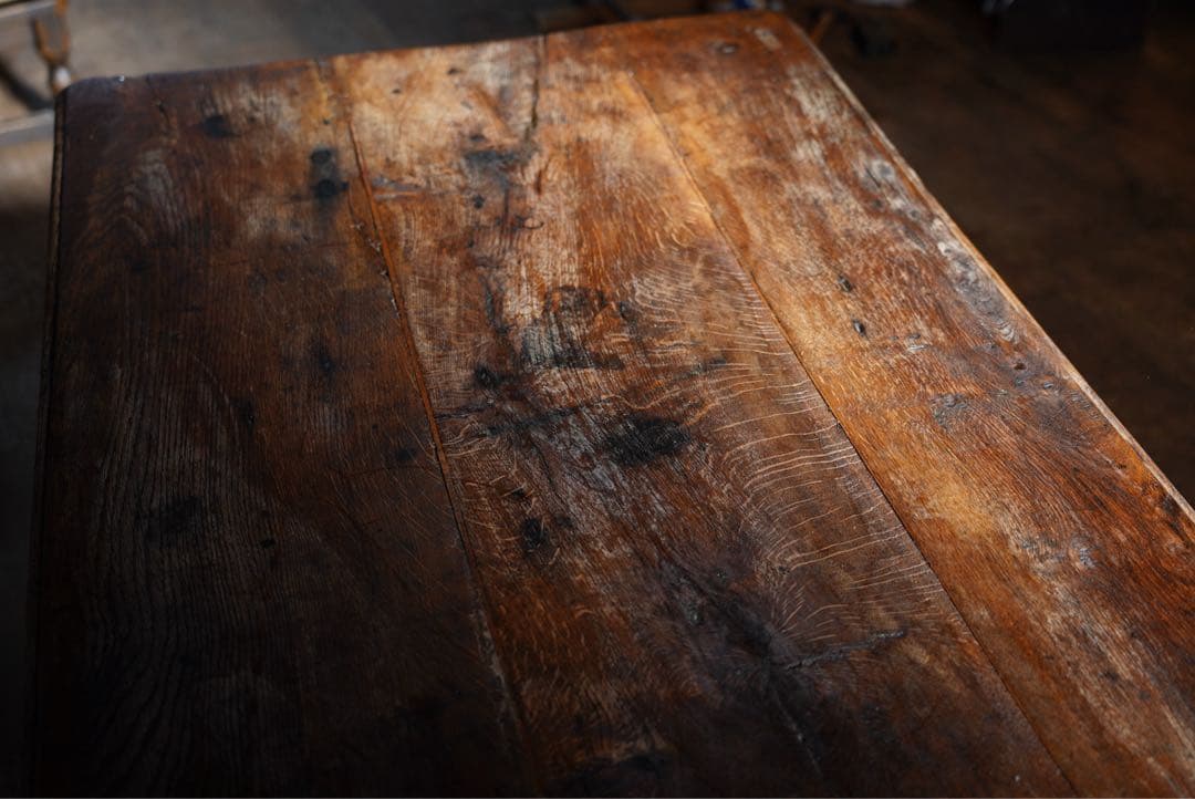 アンティーク　フランス　テーブル　ダイニングテーブル　オーク　什器　古木