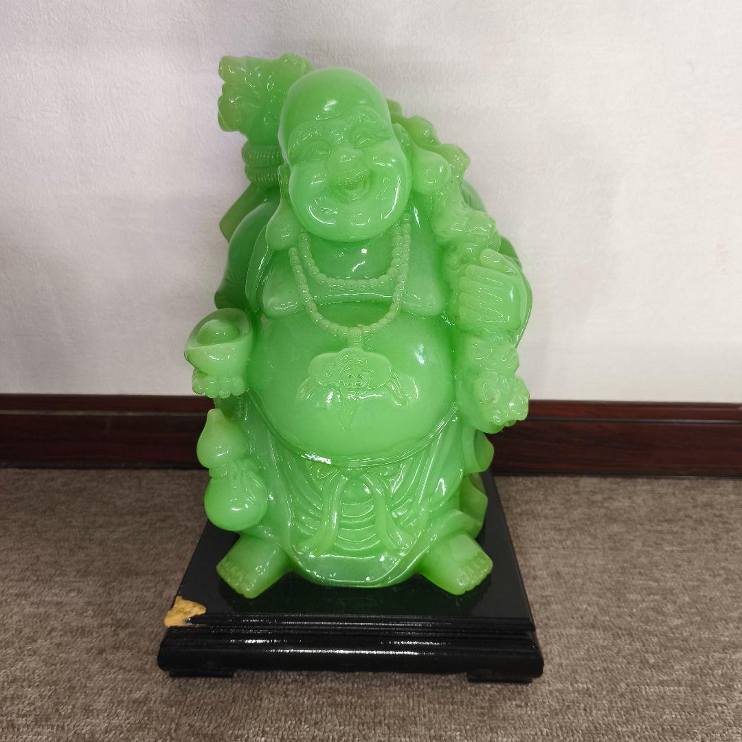 翡翠 布袋様 七福神 厄除け 置物　難あり