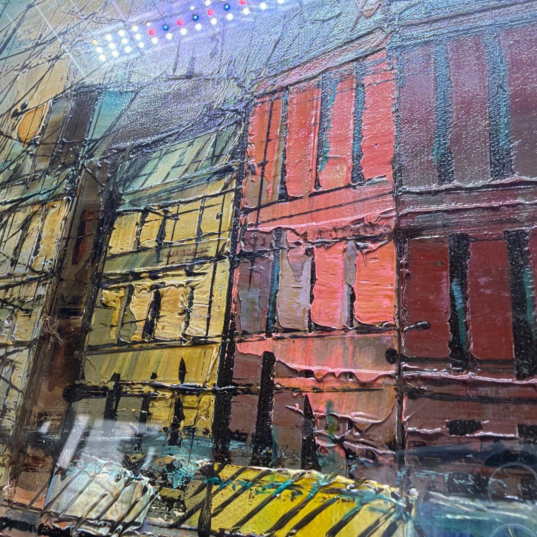 ルイージ・バッシーニ　Luigi Bassini セーヌ川 油絵　製法承認シール