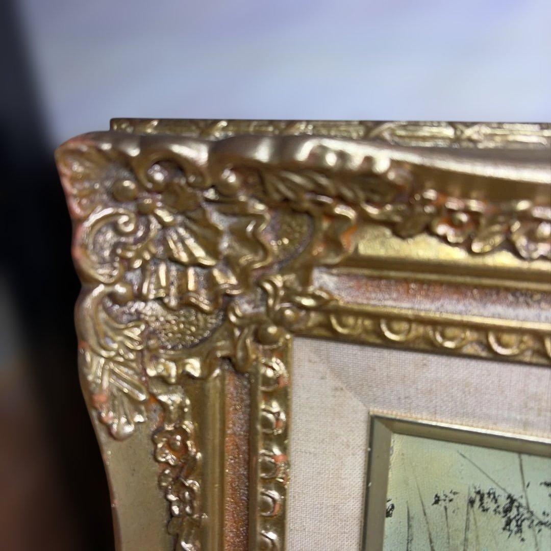 ルイージ・バッシーニ　Luigi Bassini セーヌ川 油絵　製法承認シール