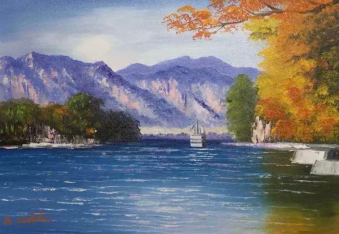 絵画・額縁・油絵・脇田 正夫・新品未使用・十和田湖・美術品・インテリア雑貨