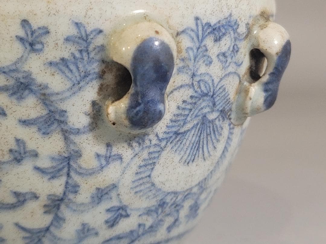 中国 染付 蓋壷 時代物 DT170