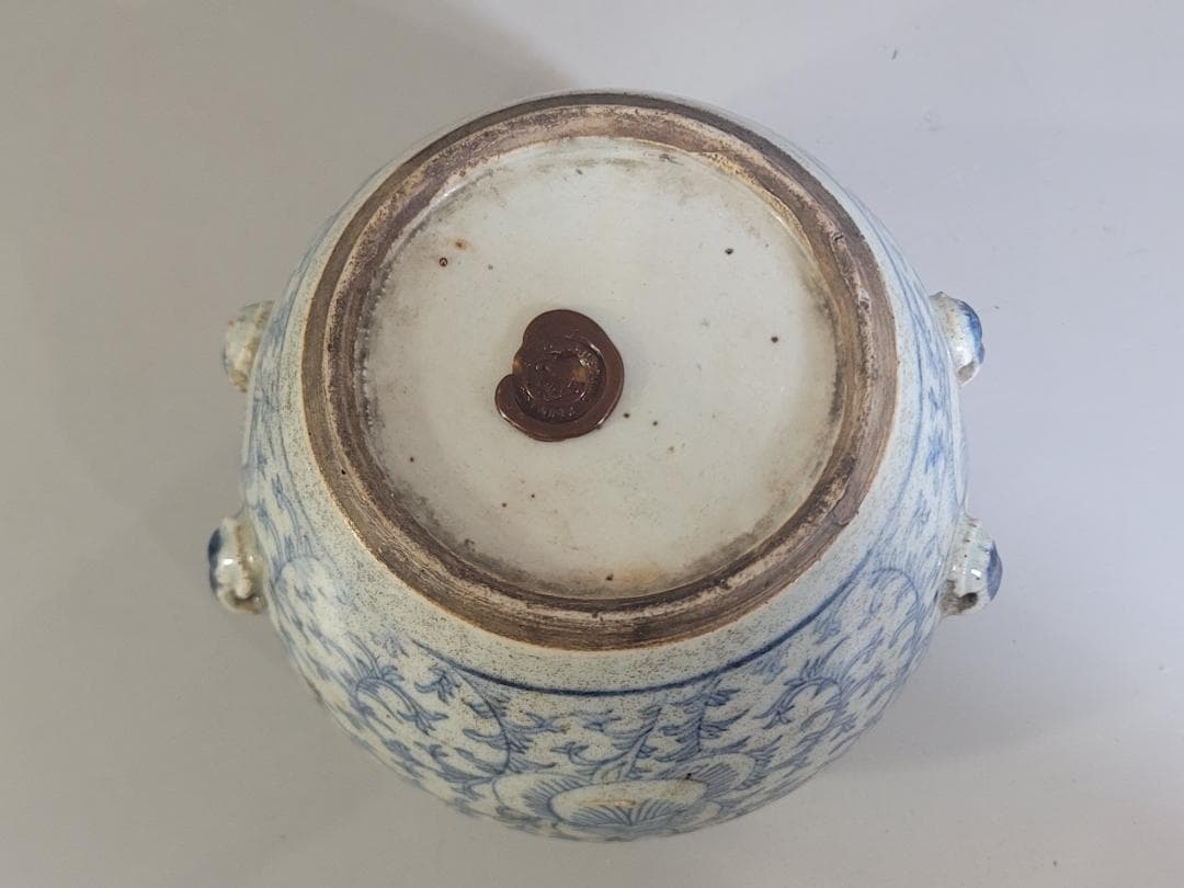 中国 染付 蓋壷 時代物 DT170