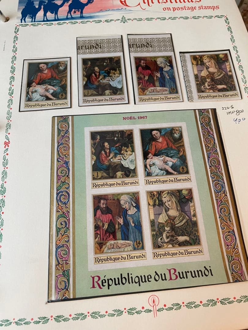 ヴィンテージ　クリスマス切手　1960〜70年代　ジャンクジャーナル