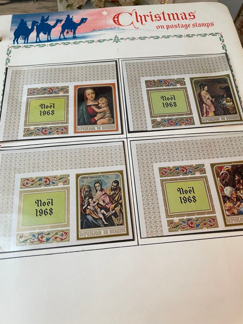 ヴィンテージ　クリスマス切手　1960〜70年代　ジャンクジャーナル