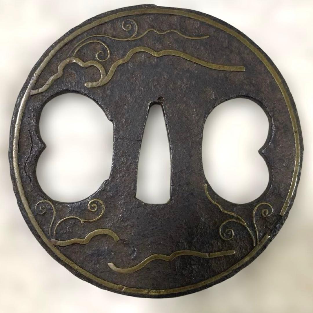 B-52 鍔　金象嵌　武具　刀装具　日本刀　骨董品　時代物　美術品　工芸品