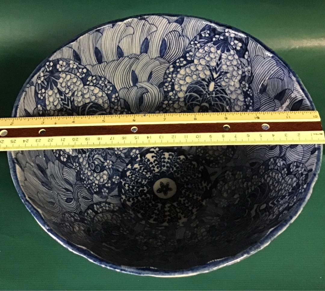 谷中耀子　染付大鉢　径25.5cm 高19.5cm個展作品