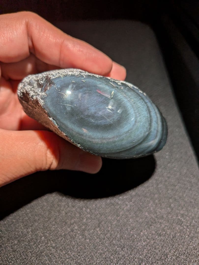 研磨品　十勝石玲瓏　複合色レインボーオブシディアン　特級品