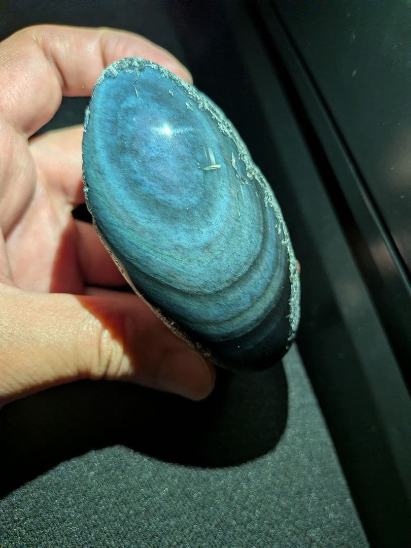 研磨品　十勝石玲瓏　複合色レインボーオブシディアン　特級品