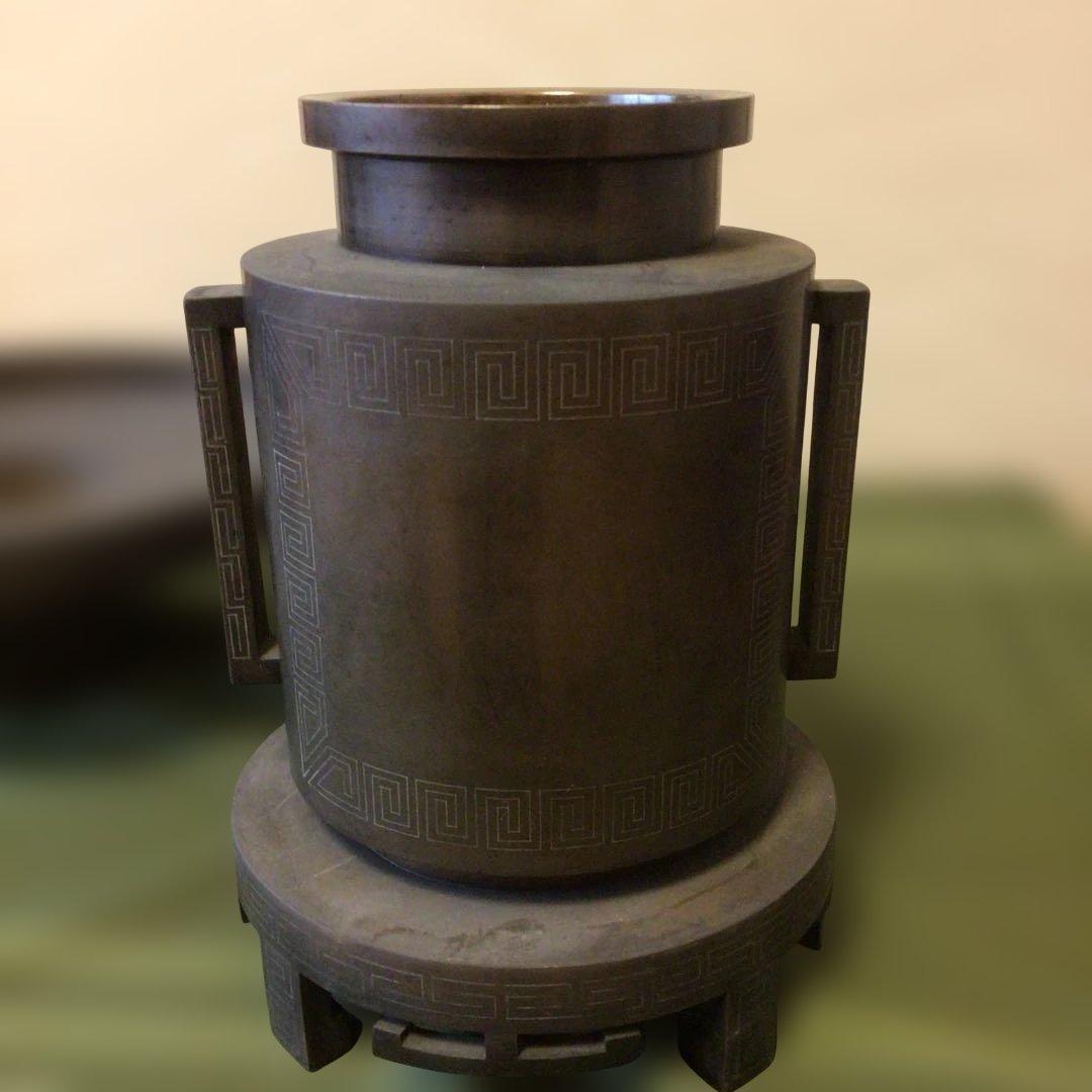 薄端　雷文様　アンティーク　四つ脚