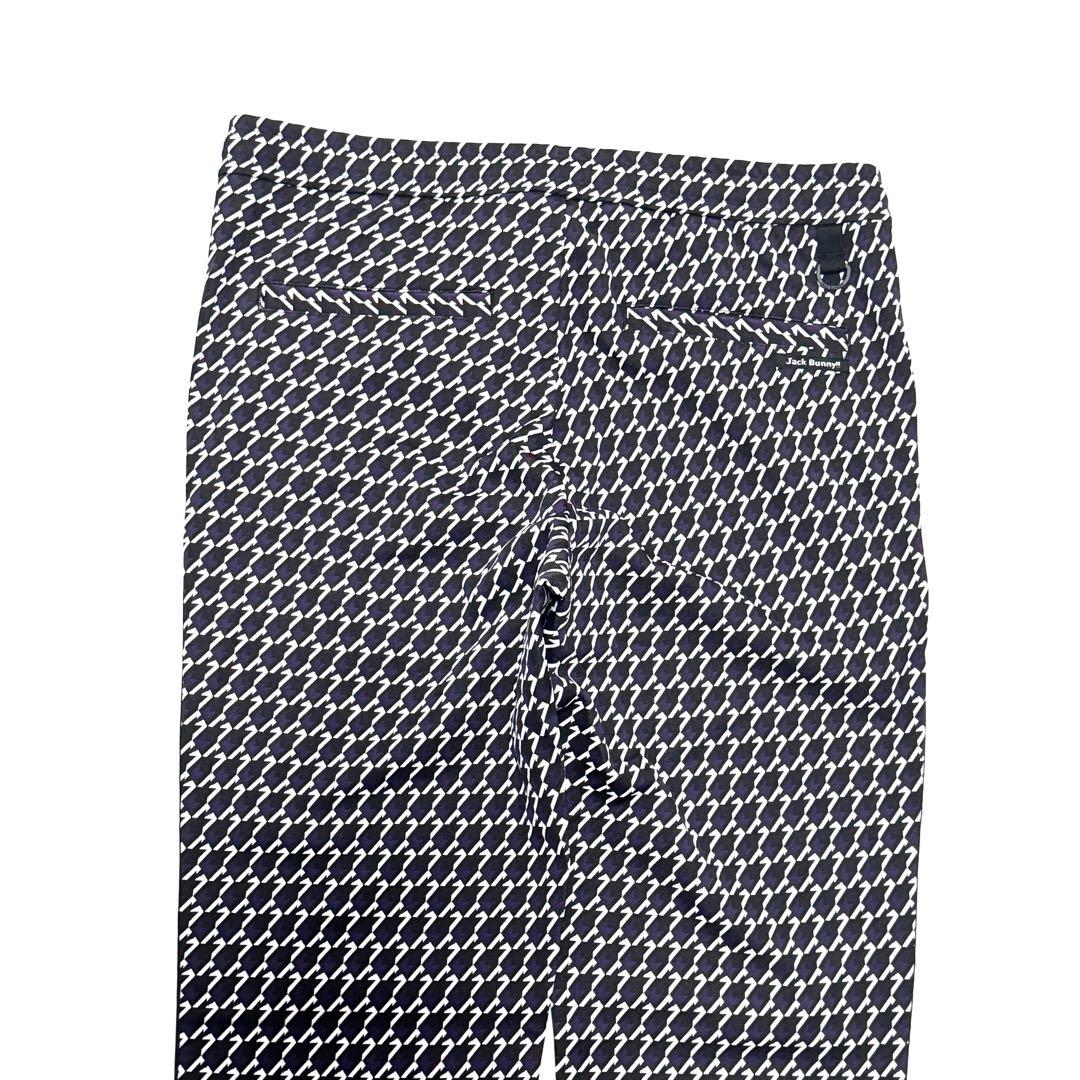極美品 ジャックバニー 幾何学柄 パープル系 ゴルフパンツ 6サイズ