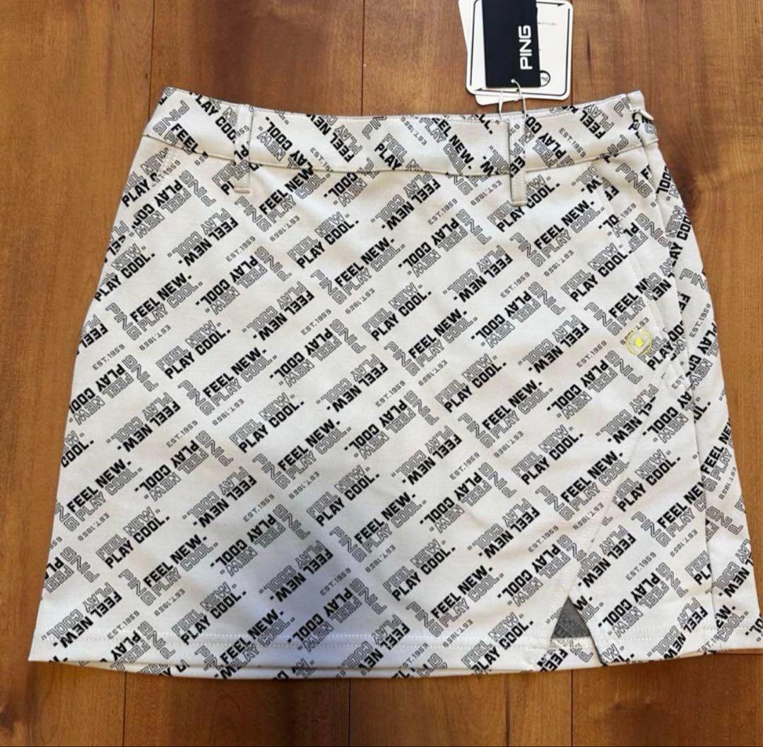 PING 長袖　ポロシャツ　スリットスカート　ストレッチ　総柄　春夏秋　長袖