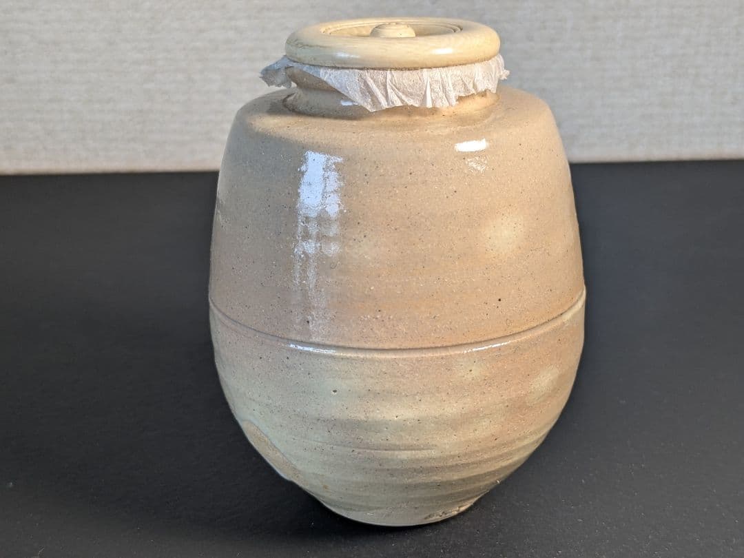 【個展出品作】【上作】朝日焼　松林豊斎　茶入　替え仕覆　定家緞子　黄地真田入間道