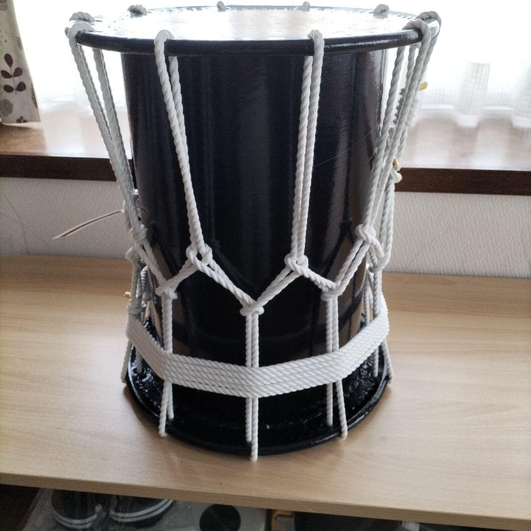 「ミズキ様ご依頼商品」担ぎ太鼓　　和太鼓 　天然皮革　ストラップ付き　中古品⑨
