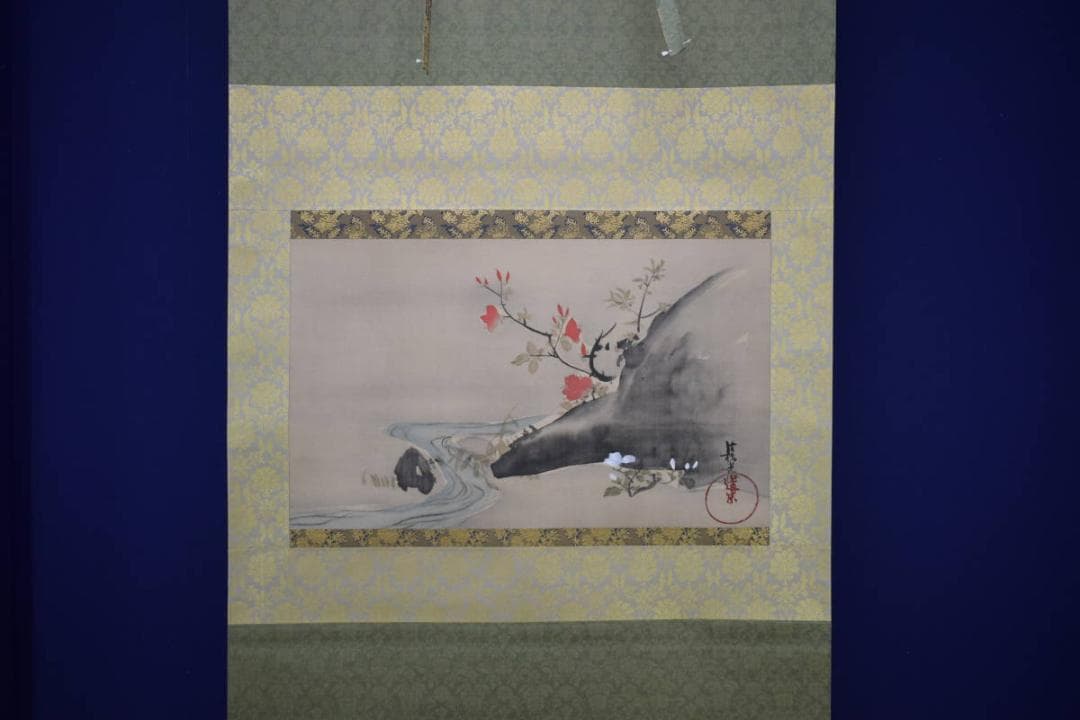 複製/尾形光琳/躑躅図/ツツジ図/大幅/工芸/桐共箱付/布袋屋掛軸HF-613