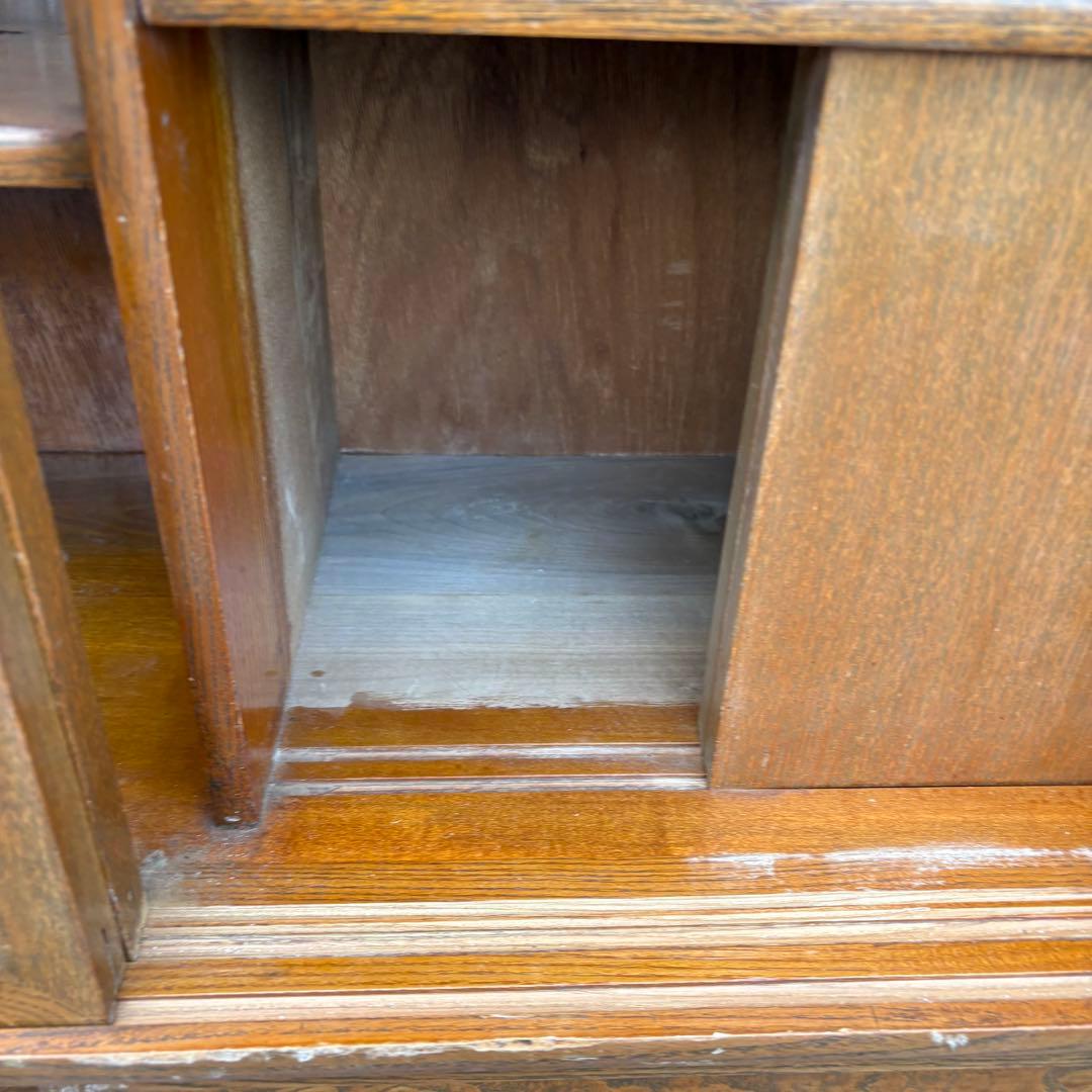 昭和レトロ 無垢材 茶棚 茶箪笥 ガラス戸 サイドボード 古家具 ビンテージ