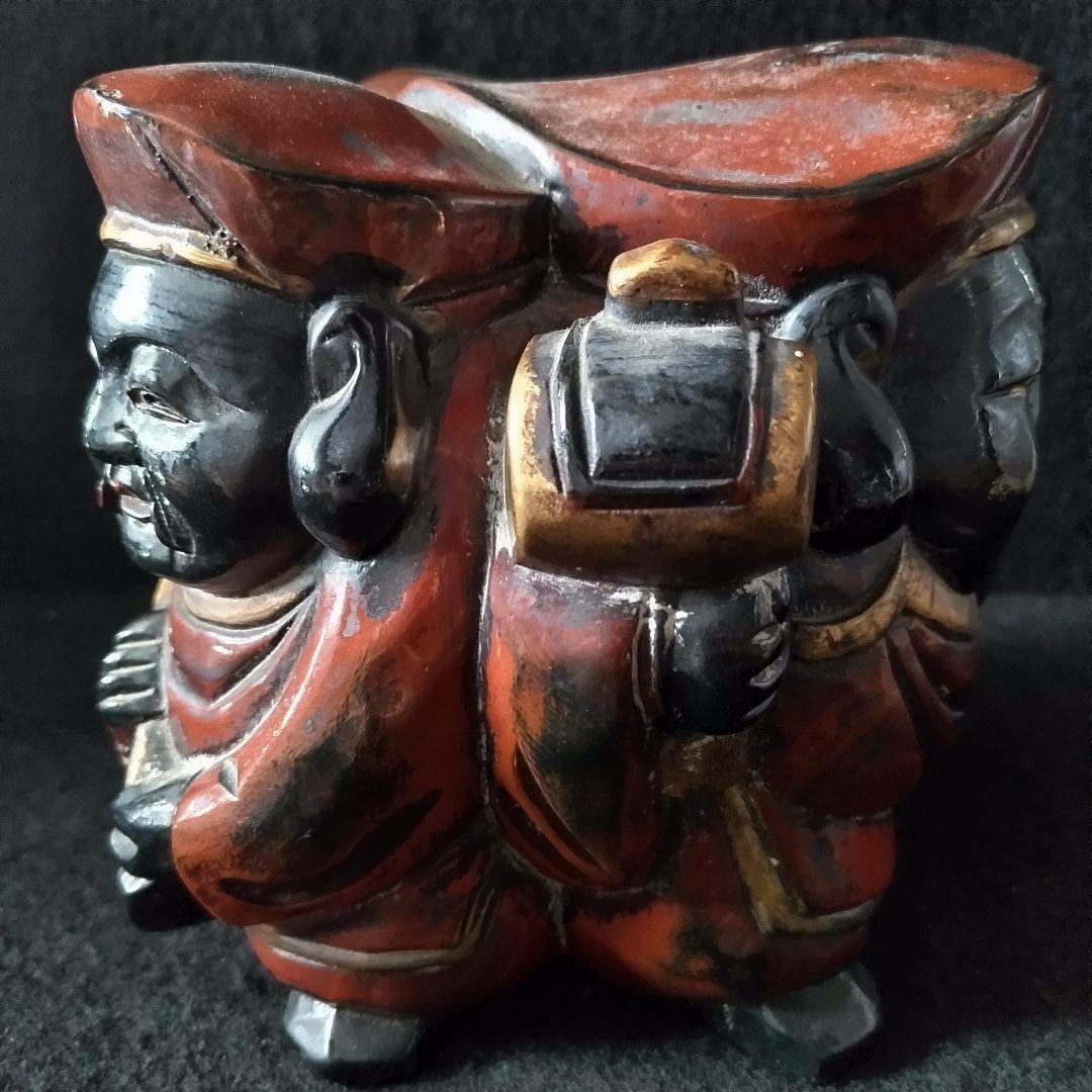 三面大黒天 木製 時代物 骨董品