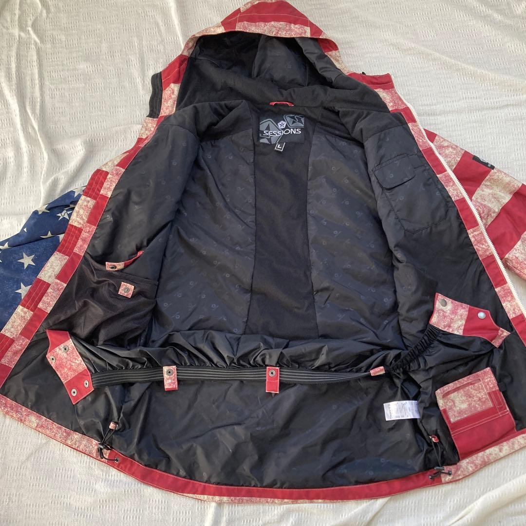 【新品】sessions セッションズ　セットアップ　星条旗柄　スノーウェア