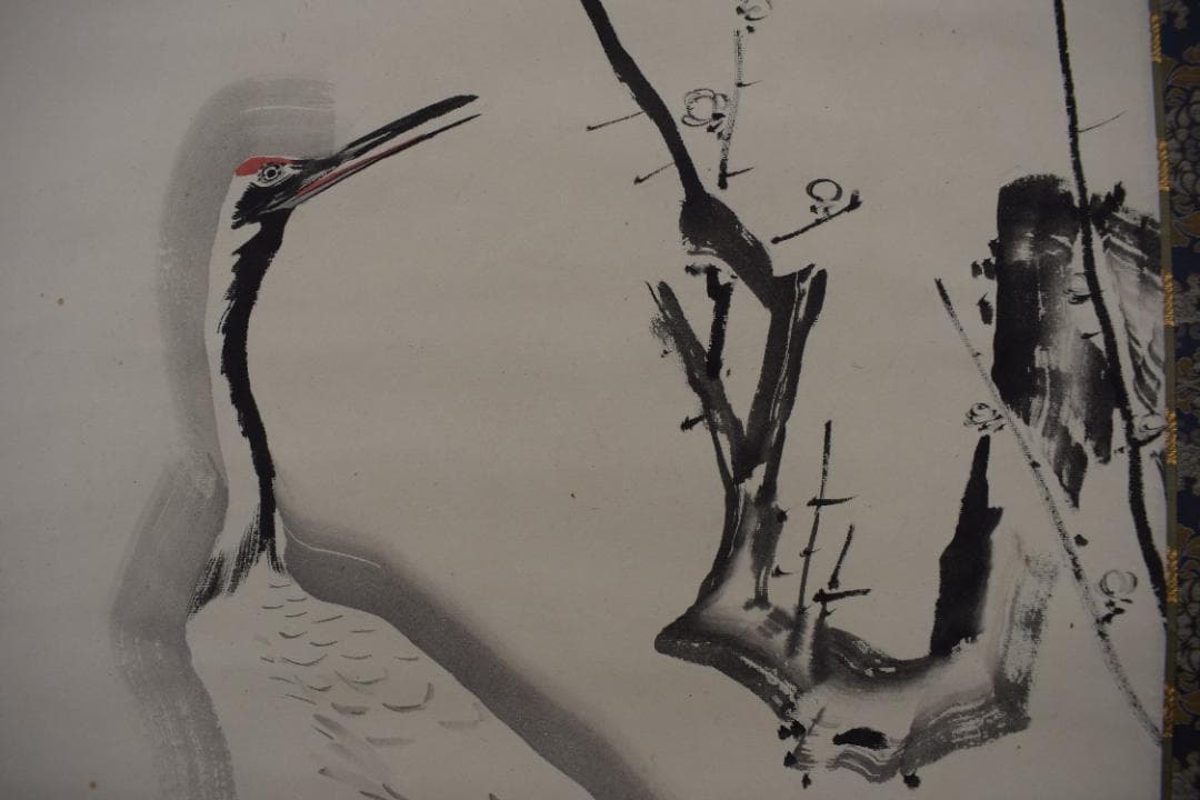 【真作】相澤五流/梅花鶴図/掛軸☆宝船☆Z-625