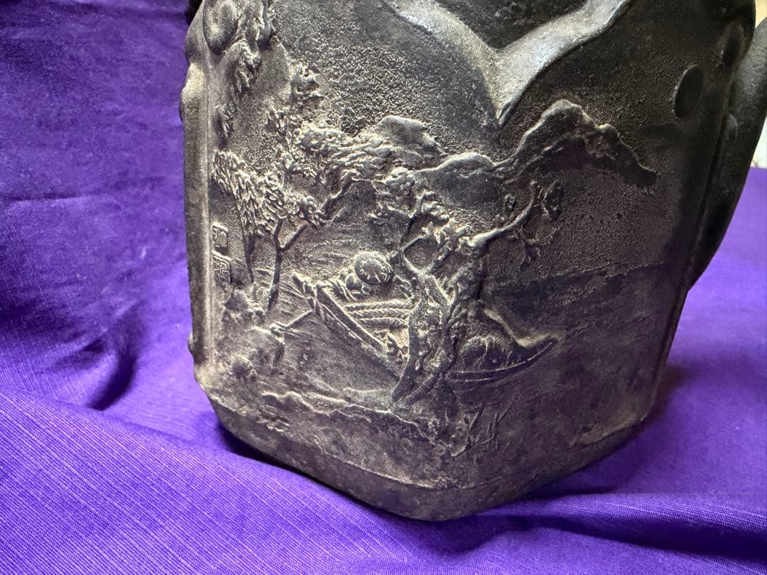 本物保証　鉄瓶　龍文堂　大國寿朗　明確な出来最高品　鄭允端《東坡赤壁圖》金龍堂