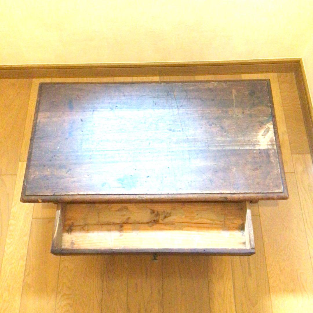 骨董　文机 引出し付き　 木製　古家具　アンティーク　ローテーブル