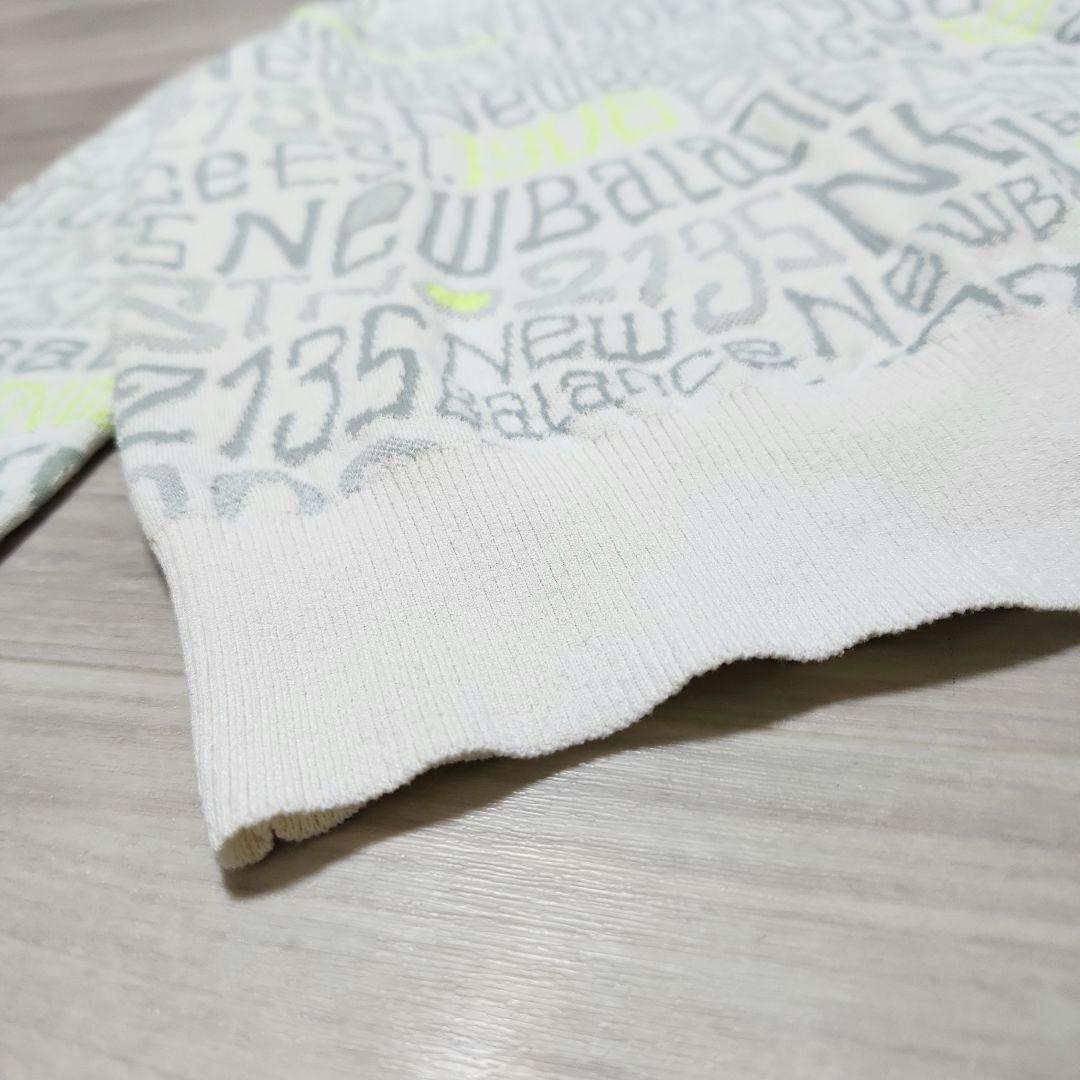 美品☆new balance golf☆ジャガード総ロゴニット 4(M) 薄緑