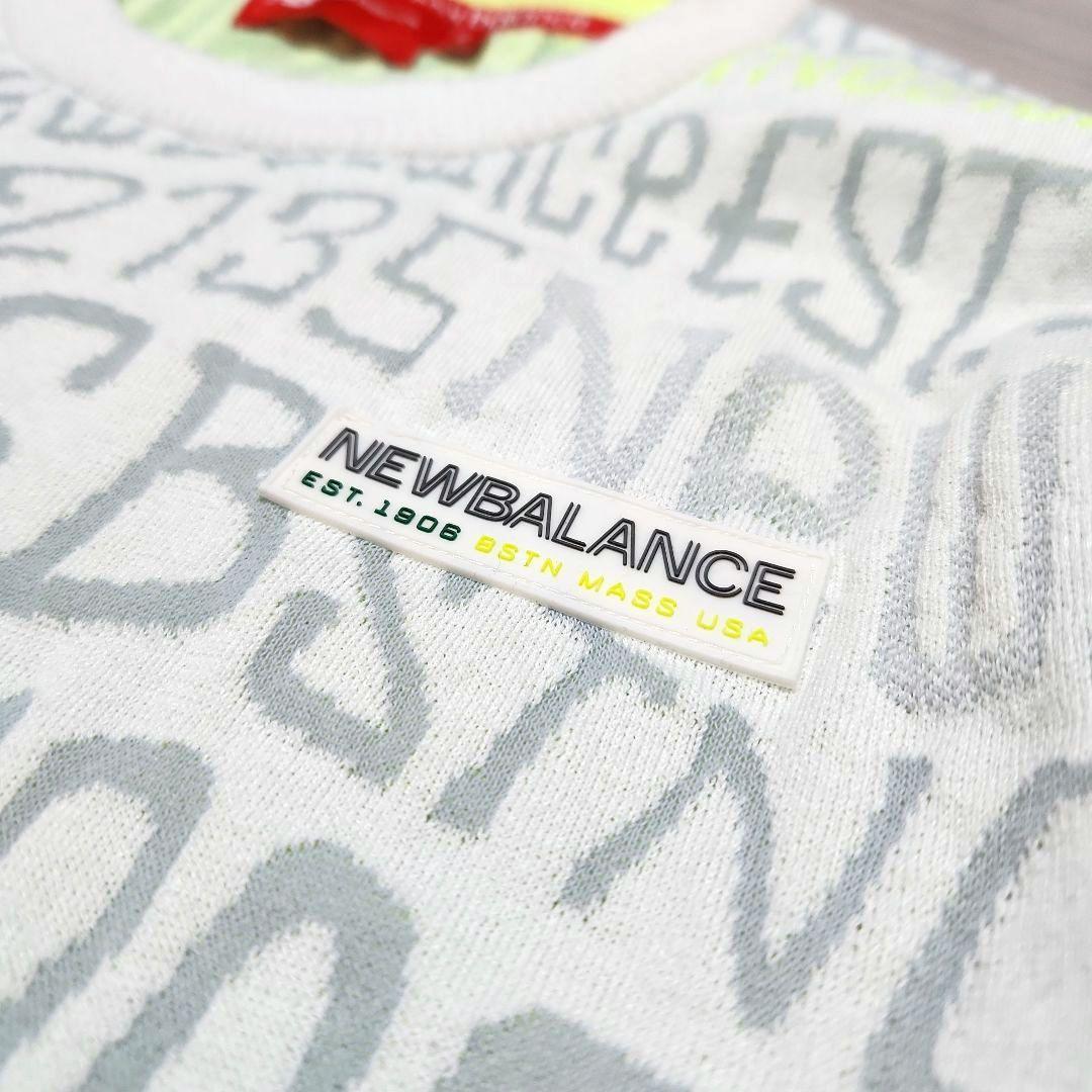 美品☆new balance golf☆ジャガード総ロゴニット 4(M) 薄緑