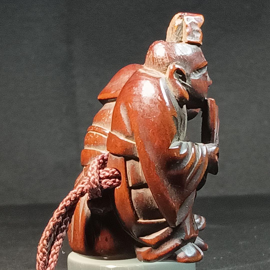 柘植彫 江戸時代 根付 「恵比寿大黒の図」 縁起物