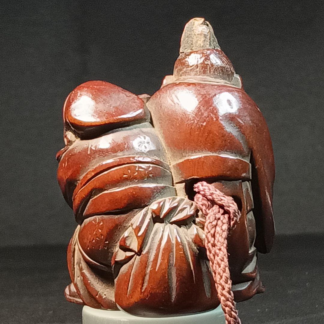 柘植彫 江戸時代 根付 「恵比寿大黒の図」 縁起物