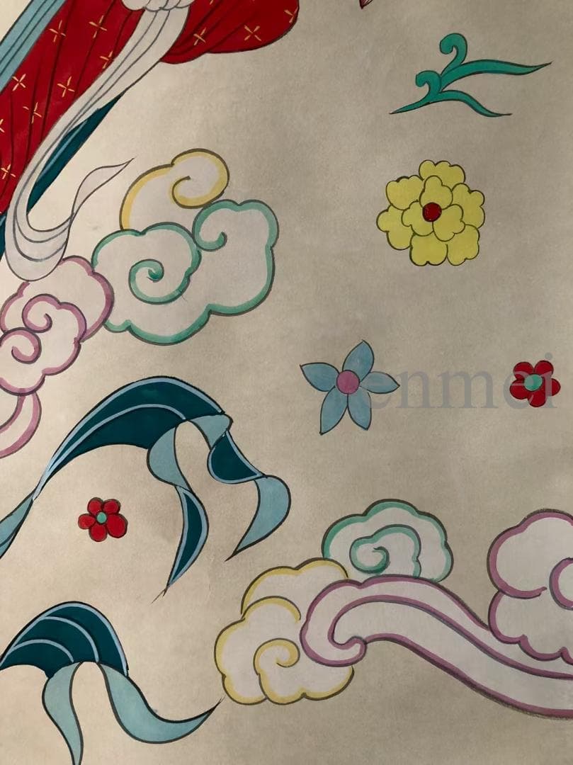 中国古美術・張大千款・飛天人物画・掛軸・純手描き・文房置物・水墨画・書道品・絹本