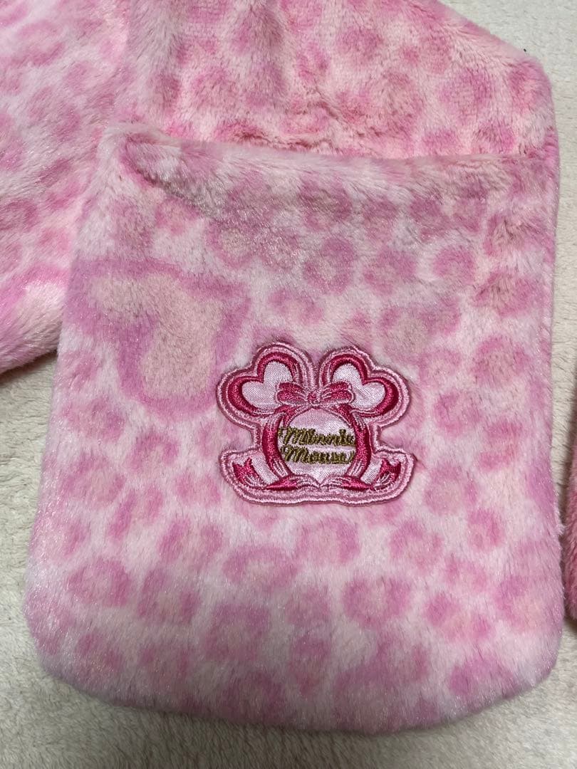 ディズニー マフラーファンキャップ ヒョウ柄 ピンク