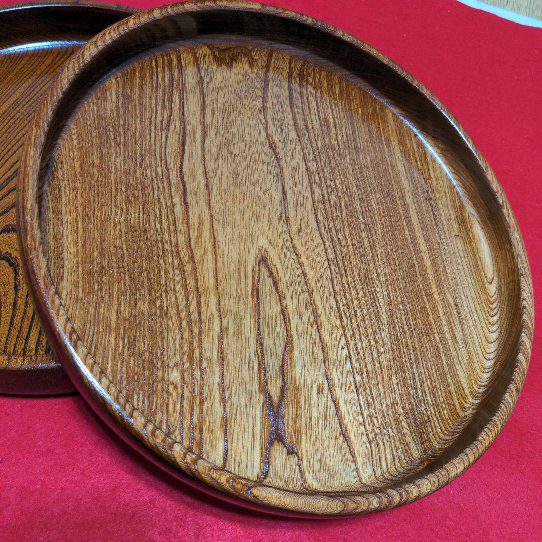 欅　くり抜き　丸盆　２個セット