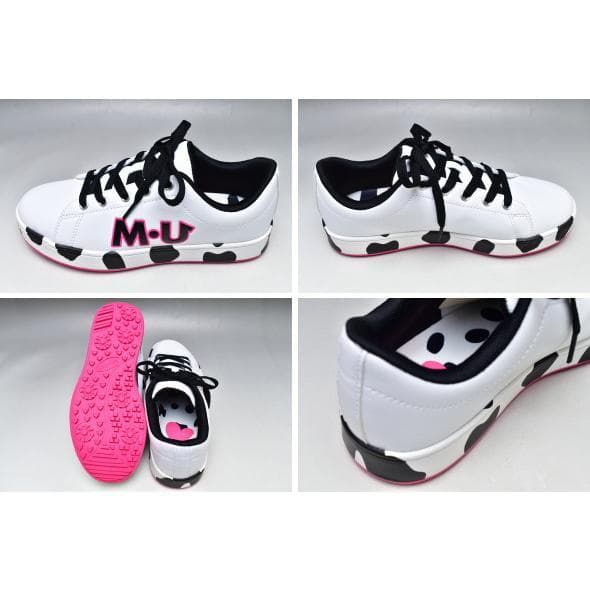 MU SPORTS ◆24.0cm WH ダルメシアン柄スパイクレスシューズ