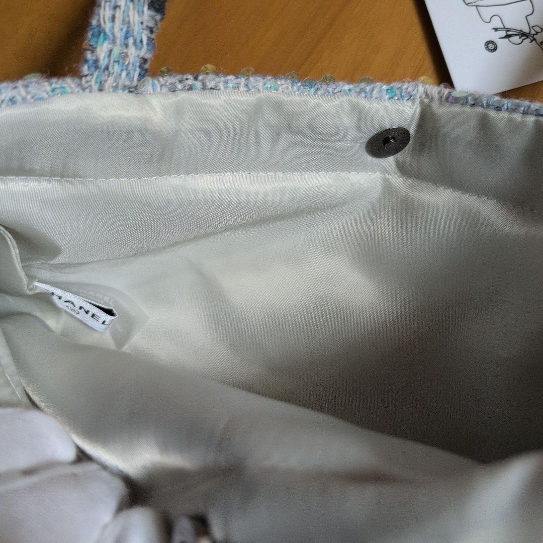 CHANELシャネル ココマークツイードスパンコール トートバッグ ブルー