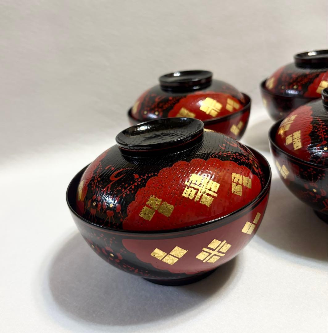 正法寺 煮物椀 4客 茶道具 懐石道具 漆塗り茶道具