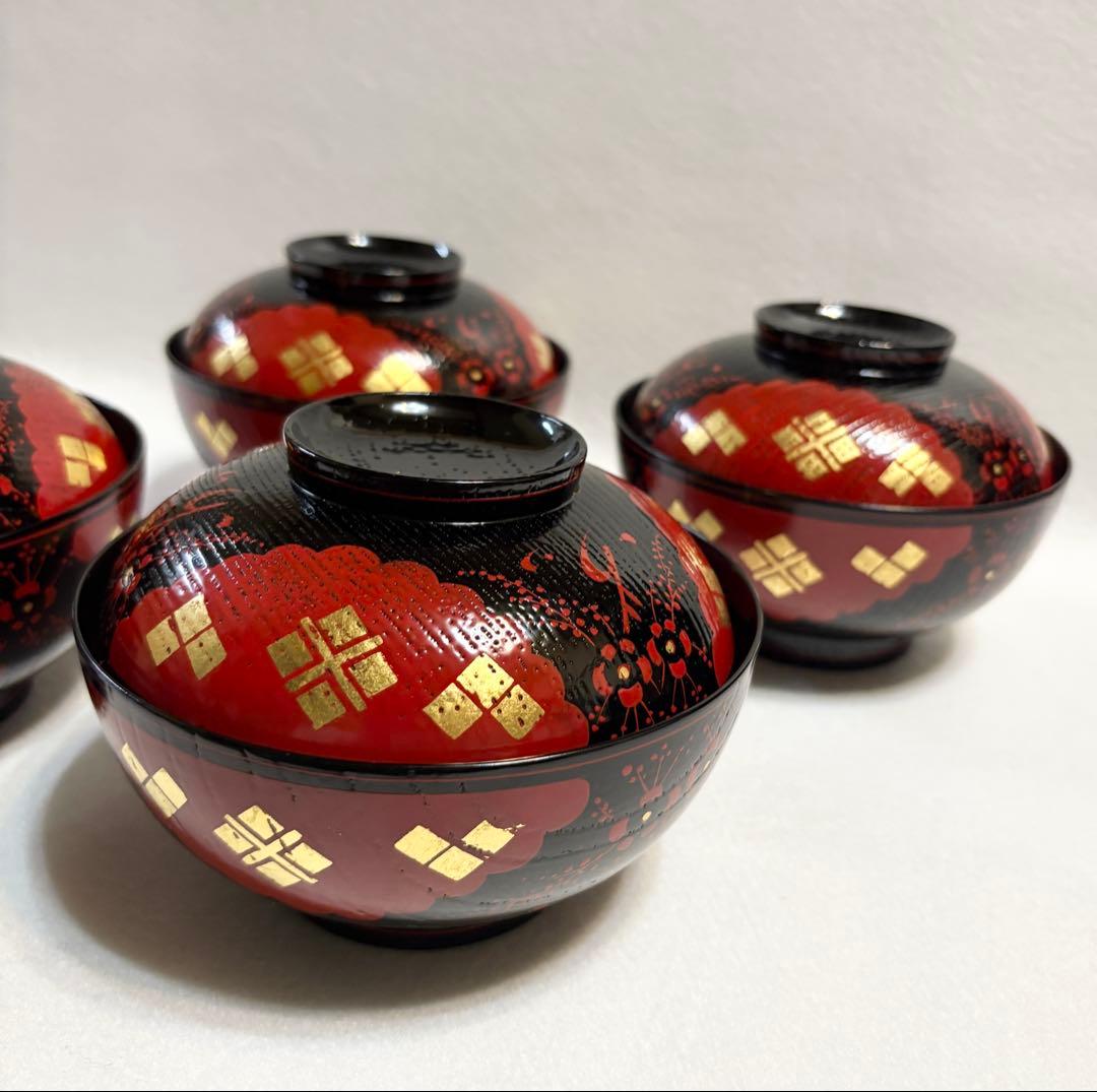 正法寺 煮物椀 4客 茶道具 懐石道具 漆塗り茶道具