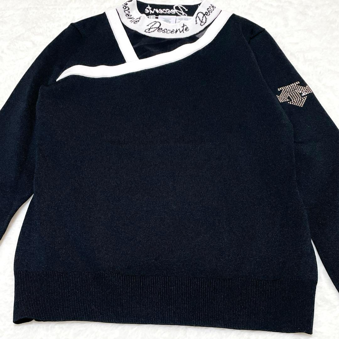 【美品】DESCENTE GOLF シースル　切替モックネックニット