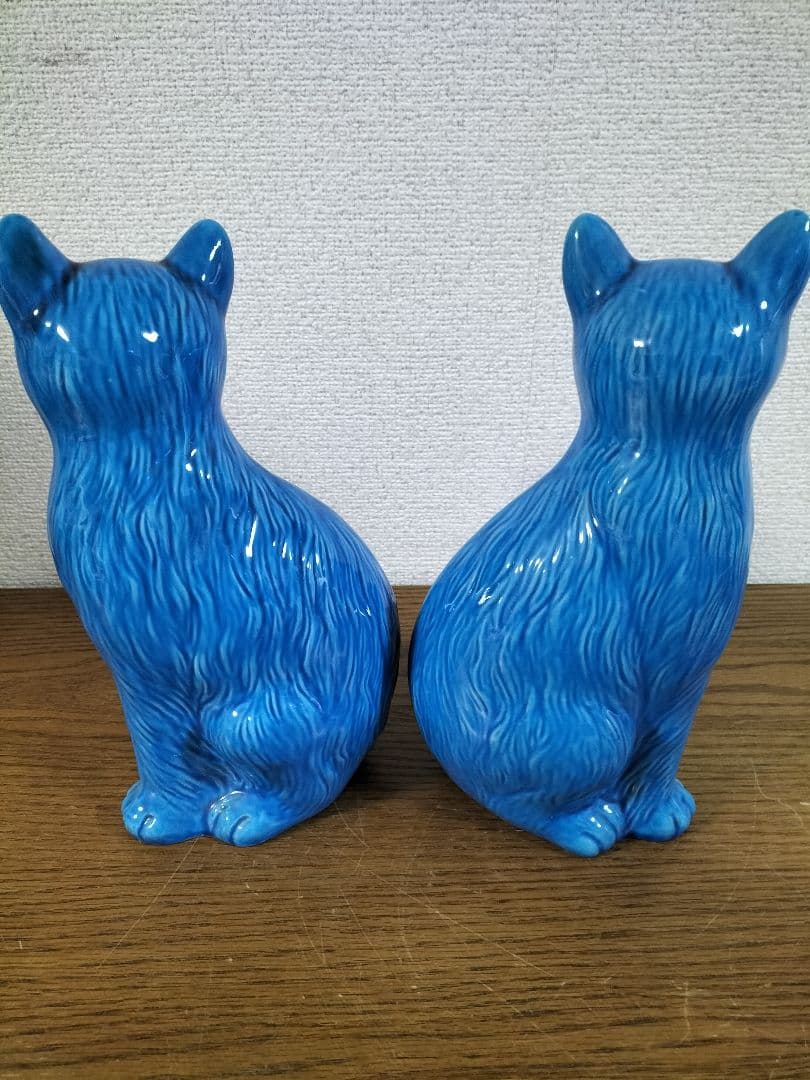 昭和レトロ　かわいいブルー 猫 ２体　最終値下げ
