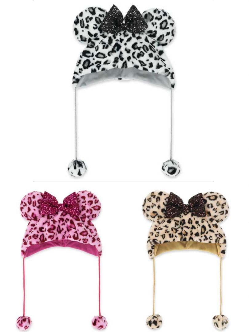 ディズニー ファンキャップ ヒョウ柄 ホワイト ピンク ブラウン 3点セット