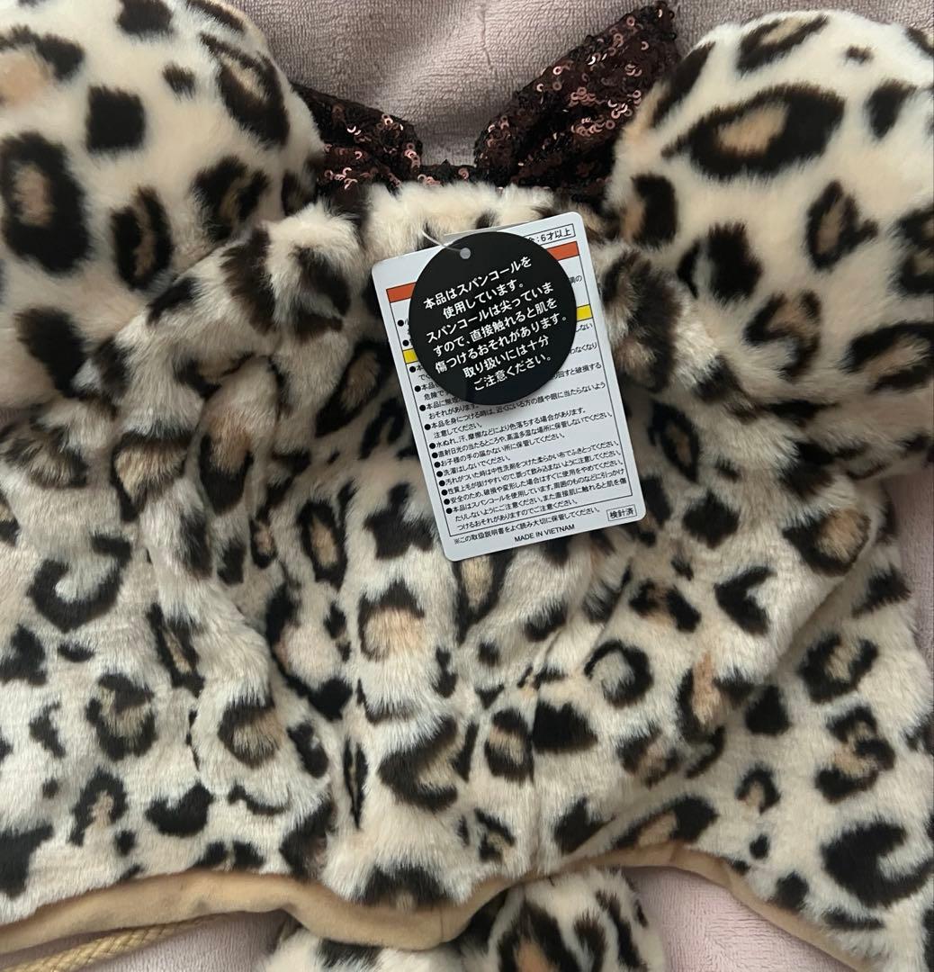 ディズニー ファンキャップ ヒョウ柄 ホワイト ピンク ブラウン 3点セット