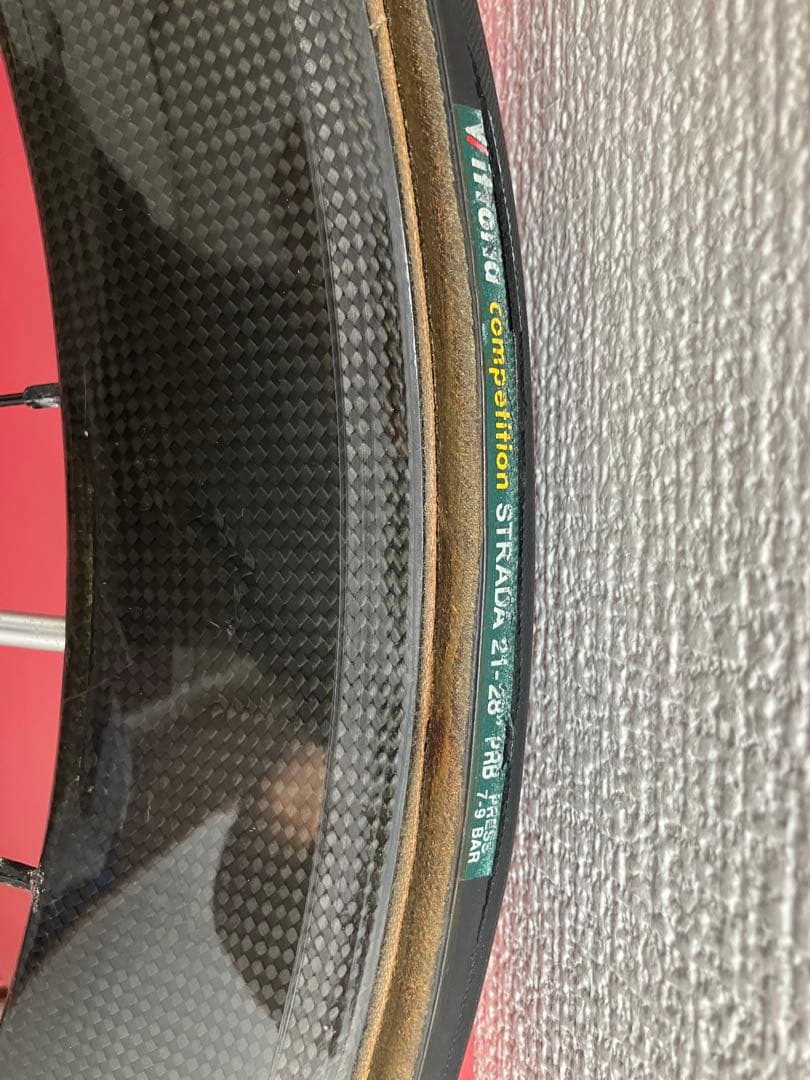 カーボンホイール　700c チューブラー　フロント　クイックリリース付き