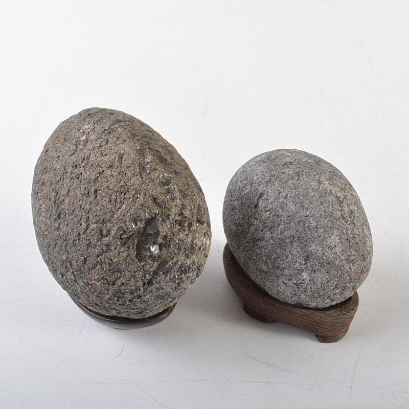 鑑賞石　天然石　置物　唐木台付　2点まとめて　C　R6220