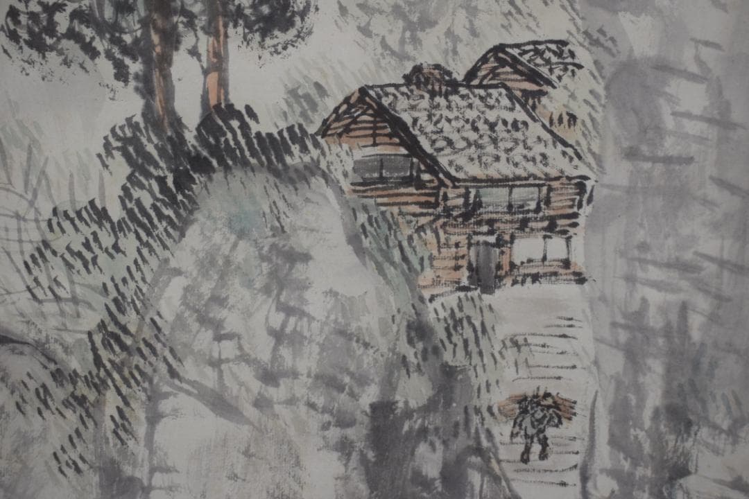 【真作】山田敬中/新山帰想図/山水人物図/掛軸☆宝船☆Z-464