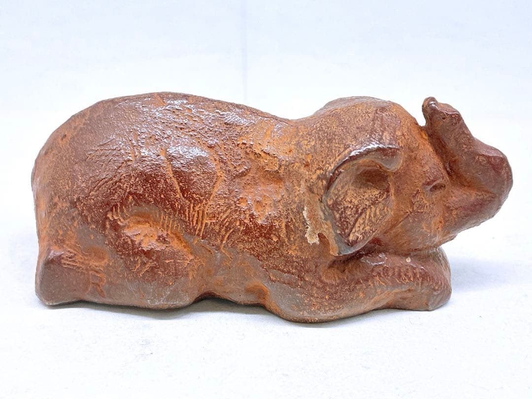 長江録弥作 仔象像 ブロンズ製? 彫像 彫刻家 アート オブジェ 約1.0kg